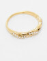 Lost Souls stainless steel 18ct gold plated pearl twist band ring