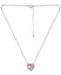 ფოტო #3 პროდუქტის Cubic Zirconia Heart Halo Pendant Necklace in Sterling Silver, 16" + 2" extender, Created for Macy's