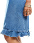 Фото #3 товара ASOS DESIGN denim frill hem mini dress in blue