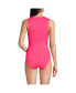 Фото #3 товара Women's Chlorine Resistant High Neck Zip Front One Piece Swimsuit