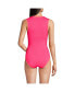 Women's Chlorine Resistant High Neck Zip Front One Piece Swimsuit