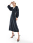 Closet London Tall balloon sleeve midaxi dress in midnight navy