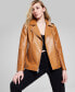 Фото #1 товара Women's Oversized Faux-Leather Moto Jacket, Created for Macy's