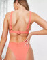 Peek & Beau – Exclusive – Bikinihose in Orange mit Struktur und hohem Beinausschnitt