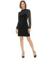 ფოტო #1 პროდუქტის Petite Mixed-Media Long-Sleeve Dress