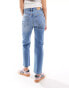 Pull&Bear high rise straight leg comfort jean in medium blue