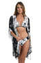 La Blanca Womens Kimono Cover-up Swimwear, Black Moonlit Silhouette, S/M US