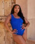 Moda Minx Curve X Bernadette Afia scoop scrunch swimsuit in cobalt blue