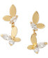Gold-Tone Crystal Social Butterfly Drop Earrings