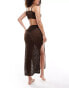 Фото #4 товара In The Style exclusive crochet cut out cami midaxi beach dress in chocolate