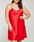 Plus Size Ultra Soft Satin Chemise Lingerie with Adjustable Straps
