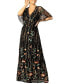 Women's Embroidered Elegance Evening Gown with Sleeves