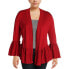 Alfani Women's Petite Bell Sleeve Cardigan Open Front Ruffled Red PM