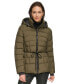 Фото #1 товара Women's Rope Belted Hooded Puffer Coat, Created for Macy's