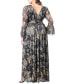 Women's Plus Size Gilded Glamour Long Sleeve Evening Gown