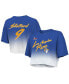 Women's Threads Matthew Stafford Royal, White Los Angeles Rams Super Bowl LVI Champions Name Number Dip Dye Crop Top