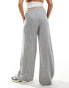 Фото #2 товара Bershka pull on wide leg trousers in grey stripe