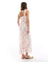 Фото #2 товара Mango sweetheart neck floral midi dress in white