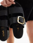 Фото #4 товара schuh Tish double buckle espadrille slides in black leather