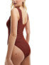 Фото #3 товара 4th & Reckless madeline ring detail swimsuit in rust crinkle