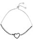 ფოტო #1 პროდუქტის Black Cubic Zirconia Heart & Bezel Bolo Bracelet