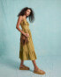 Фото #1 товара Miss Selfridge broderie tie front corset maxi slip sundress in khaki