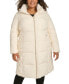 Plus Size Belted Hooded Puffer Coat