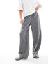 Stradivarius Petite tailored pull on trouser in grey pinstripe