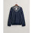 Фото #3 товара GANT Pinstripe Collegiate V Neck Sweater