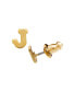 ფოტო #4 პროდუქტის 14K Gold-Dipped Initial Button Earrings