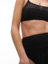 Topshop crochet high waist high leg bikini bottoms in black