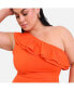 Фото #2 товара Plus Size Catalina Ruffle One Shoulder Swimsuit - Persimmon