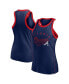 Фото #1 товара Women's Navy Atlanta Braves Tailsweep Fashion Racerback Rhinestone Tank Top