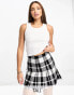 Threadbare Tall River knitted pleated skirt in black and white check