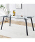 Фото #11 товара Rectangular Glass Dining Table with Metal Legs, 63" x 35.4"