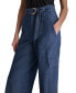 Фото #4 товара Women's High Rise Belted Wide-Leg Cotton Denim Cargo Pants