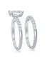 Sterling Silver Princess-Cut Half CZ Band Engagement Ring Set