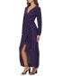 ფოტო #3 პროდუქტის Women's Pleated Woven Faux-Wrap V-Neck Maxi Dress