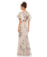 Women's Bell Sleeve Floral Embellished Gown