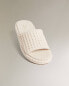 Waffle-knit platform slippers