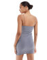 Фото #2 товара Pull&Bear soft shaping strappy mini dress in grey