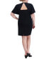 Фото #2 товара Plus Size V-Neck Cape-Sleeve Sheath Dress