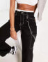 DTT Blaze wide leg cargo jeans with chain in black