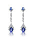 ფოტო #2 პროდუქტის Sterling Silver With White Gold Plated Clear And Emerald Cubic Zirconia Double Haloed Drop Earrings