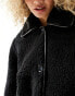 Monki faux fur longline jacket in black