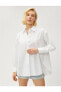 Фото #3 товара 3sak60011pw 000 Beyaz Kadın Pamuk Woven Tops Uzun Kollu Gömlek