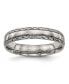 Titanium Polished Grooved Criss Cross Design Wedding Band Ring