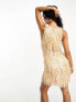 Фото #8 товара ASOS DESIGN scoop neck mini dress with shard sequin and thigh split in stone