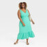 Фото #2 товара Women's Sleeveless V-Neck Maxi Dress - Ava & Viv Aqua Green 2X