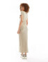 JDY ribbed cap sleeve maxi dress in beige Бежевый, S - EU 36 - фото #2